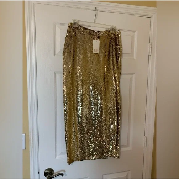 Gianni‎ Bini Shimmering Gold Sequin
Pencil Skirt Size XL Party Cocktail - Picture 5 of 7
